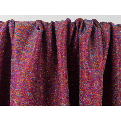 Tissu Maille Scuba Lurex Effet Rayé Fuchsia