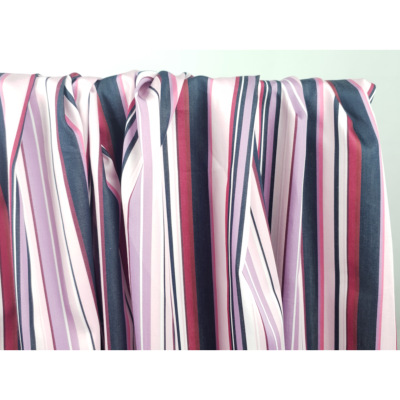 Tissu Popeline Coton Rayure Imprimé Rose / Mauve