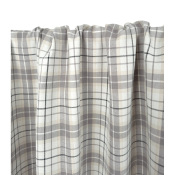 Tissu Sergé Poly / Viscose Carreaux Taupe / Ecru