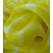 Tissu Taffetas Léger Viscose & Soie Graphic Checks Jaune / Ecru