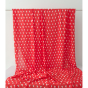 Tissu Taffetas Léger Viscose & Soie Graphic Heart Rouge / Ecru