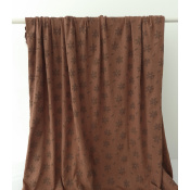 Tissu Maille Côte 1X1 Fleurs Choco