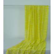 Tissu Taffetas Léger Viscose & Soie Graphic Checks Jaune / Ecru
