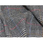 Tissu Lainage Prince de Galles Ecru / Noir / Rouge / Tabac