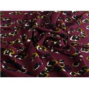 Tissu Crepe Crinkle Abstrait Bordeaux