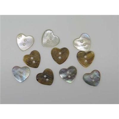 Lot De 12 Boutons Vintage En Alliage - Cœur Nacré Gris Acrylique - Environ 1,4 Cm