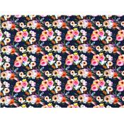 Tissu Molleton Bouquet de Fleurs Marine