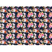 Tissu Molleton Bouquet de Fleurs Marine