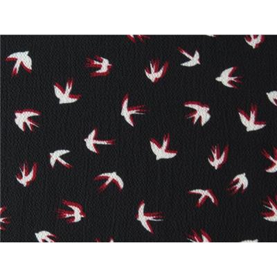 Tissu Crepe LONDRES Noir Imprimé Hirondelle Bicolore