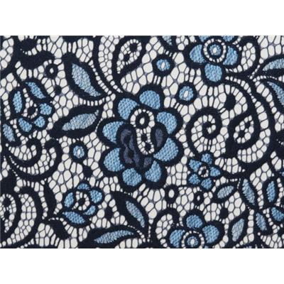 Tissu Dentelle Bicolore Marine / Bleu Ciel