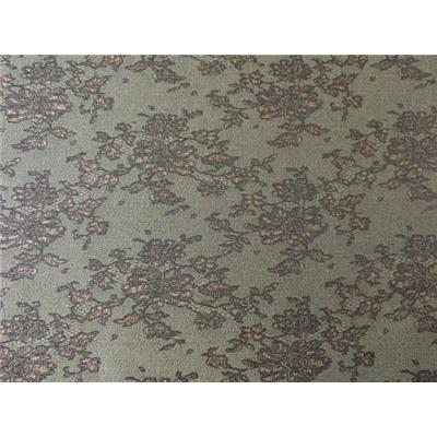 Tissu Jacquard Motif Fleurs Kaki / Noir / Lurex Bronze