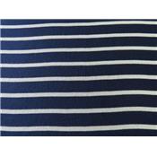 Tissu Jersey Cote1x1 Rayé Bleu Marine / Ecru