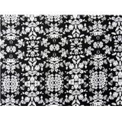 Tissu Poly-Viscose Imprimé Fleurs Noir / Blanc