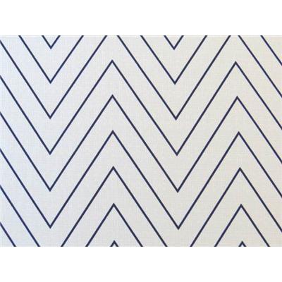 Tissu Sergé Blanc Imprimé Chevron Bleu Marine