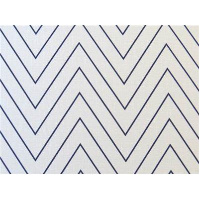 Tissu Sergé Blanc Imprimé Chevron Bleu Marine