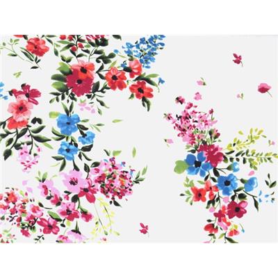 Tissu Voile de Viscose Bouquet de Fleurs Ecru