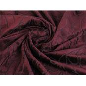 Tissu Velours Jacquard Floral Bordeaux