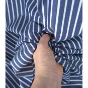 Tissu Oxford 100 % Coton Rayé Bleu Jeans & Blanc