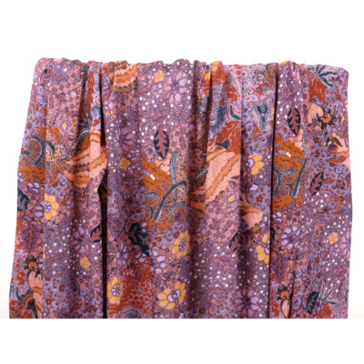 Tissu Crepe Viscose Fleurs Ethniques