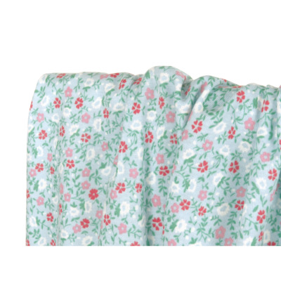 Tissu Maille Cote 1x1 Fleurettes Bleu Ciel