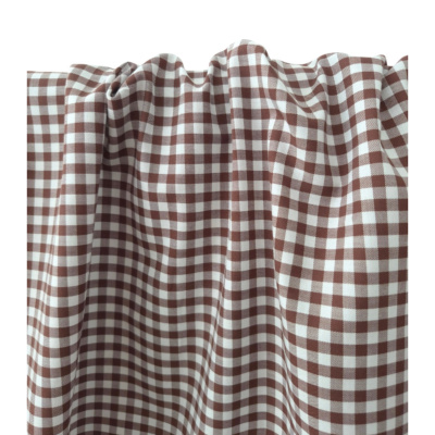 Tissu Sergé Léger Vichy 100 % Coton Choco / Blanc