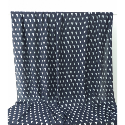 Tissu Taffetas Léger Viscose & Soie Graphic Heart Marine / Ecru