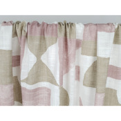 Tissu Toile 100 % Lin Graphique Vieux Rose / Taupe
