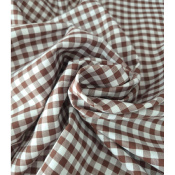 Tissu Sergé Léger Vichy 100 % Coton Choco / Blanc