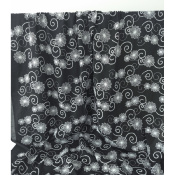 Tissu Voile de Coton Noir Fleurs Brodées Ecru