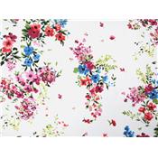 Tissu Voile de Viscose Bouquet de Fleurs Ecru