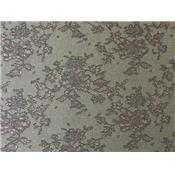 Tissu Jacquard Motif Fleurs Kaki / Noir / Lurex Bronze