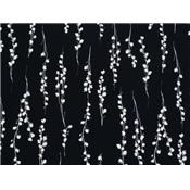 Tissu Crepe Noir Imprimé Fleurs Ecru