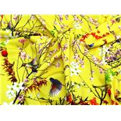 Tissu Jersey VENISE Jaune Imprimé Oiseaux