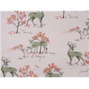 Tissu Flanelle Coton Imprimé Famille Cerf