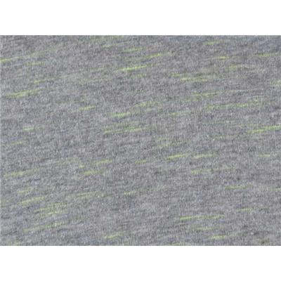 Tissu Jersey Coton Gris Chiné Flammé Jaune Fluo