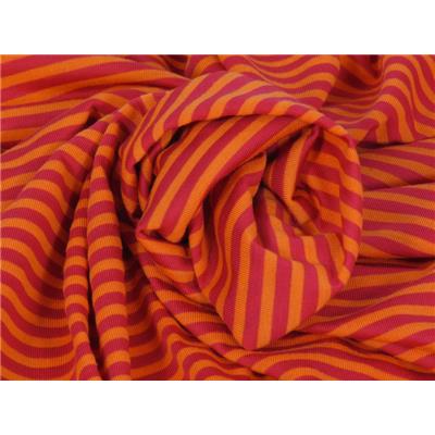 Tissu Jersey Rayé Mélange Lyocell Orange / Rouge