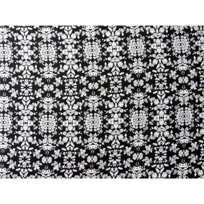 Tissu Poly-Viscose Imprimé Fleurs Noir / Blanc