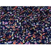 Tissu Jersey Viscose / Elasthanne Floral Marine