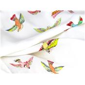 Tissu Viscose Oiseaux Crayonnés