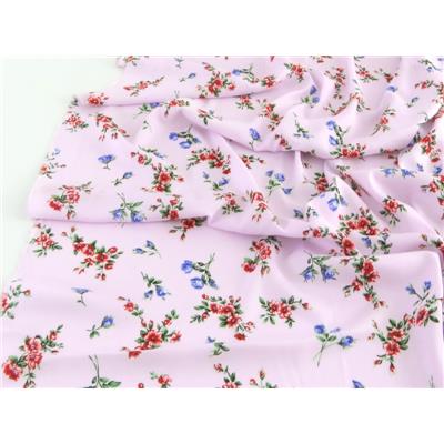 Tissu Voile de Viscose Fleurs Rose Pale