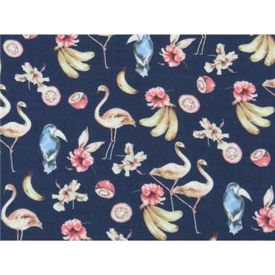 Tissu Voile de Viscose Imprimé Fruits et Oiseaux