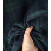 Tissu Lainage Léger 100 % Laine TARTAN Marine / Vert