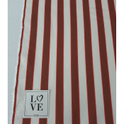 Tissu Popeline 100 % Coton Rayures Acajou / Vermillon