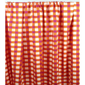 Tissu Sergé 100 % Coton Carreaux Orange / Fuchsia