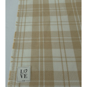Tissu Sergé 100 % Coton Bio TARTAN Beige / Ecru