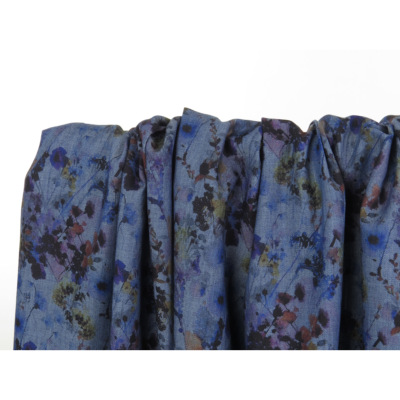 Tissu Chambray Viscose Fleurs Aquarelle