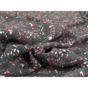 Coupon Crepe Viscose Abstrait Ecru / Rouge 100 cm x 140 cm