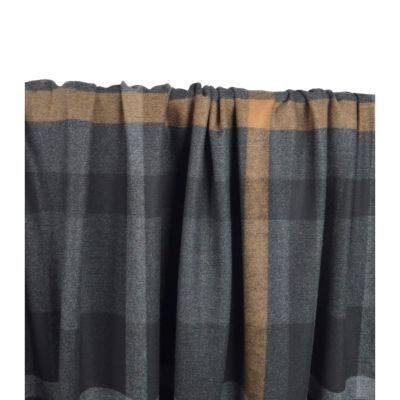 Tissu Flanelle Poly / Viscose Plaid Noir / Gris