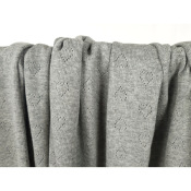 Tissu Maille Cote 2x2 Ajourée Coeur Gris Chiné