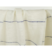Tissu Maille Jersey 100 % Lin Blanc Rayures Bleu Electrique